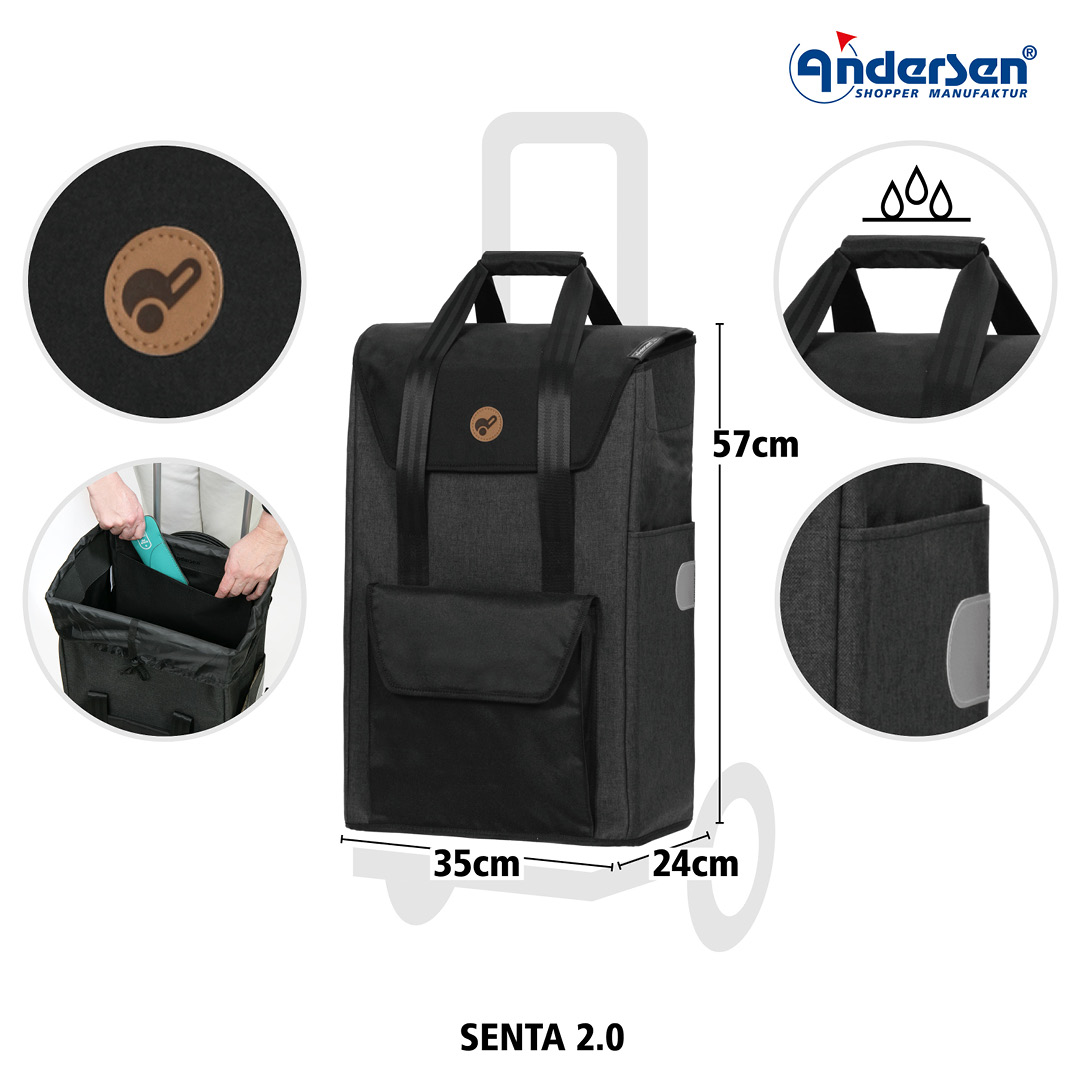 Andersen Royal Shopper Senta 2.0 ekstra bag 49L, svart - Bilde 2