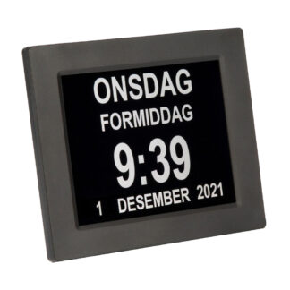 Lettleselig kalender-klokke for eldre - norsk, sort
