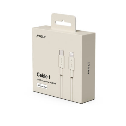 Avolt Cable 1 USB-C til Lightning ladekabel 2m, beige - Bilde 2