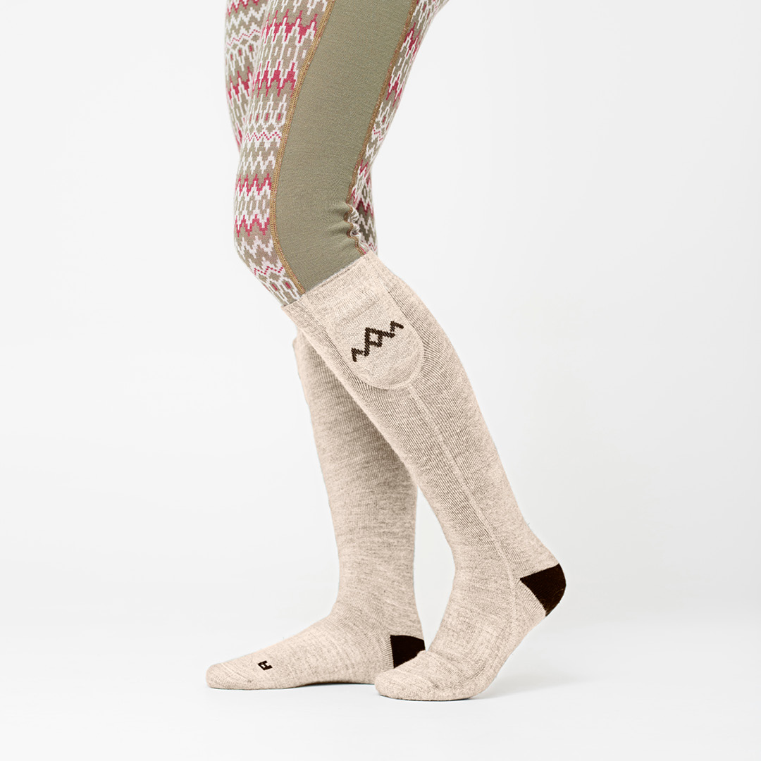 HeatX Heated Everyday Varmesokker m/batteri V2, kremfarget - Bilde 4