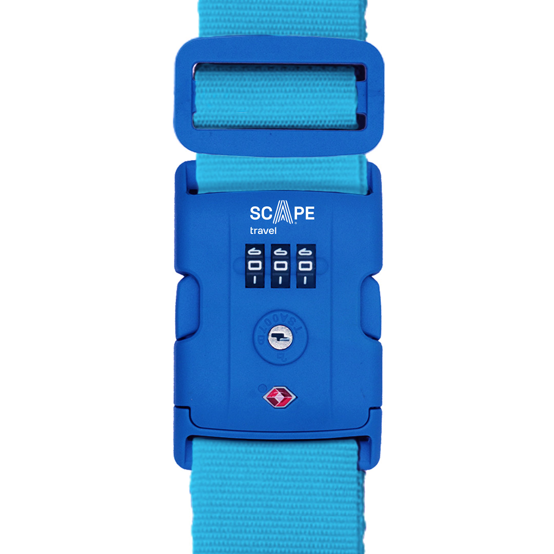 Scape Travel Baggasjebånd med TSA-kodelås, blå