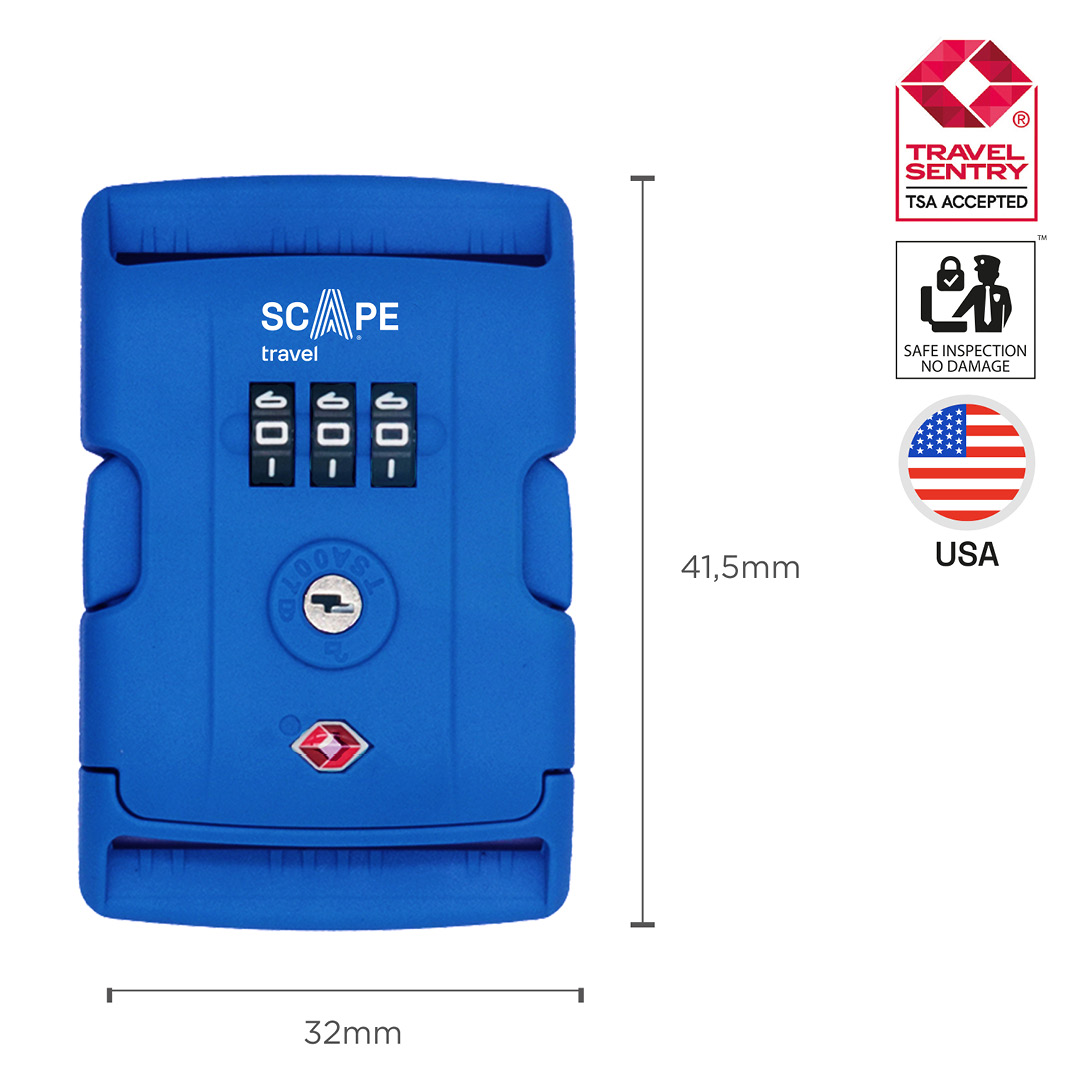 Scape Travel Baggasjebånd med TSA-kodelås, blå - Bilde 3