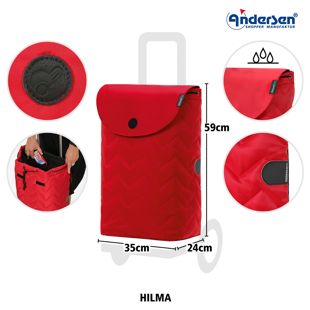 Andersen Royal Shopper Hilma Trillebag 45L, rød - Bilde 4