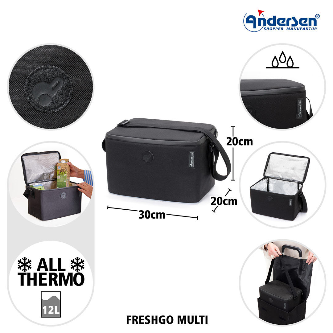 Andersen FreshGo Multi kjølebag til trillebag 12L, svart - Bilde 3