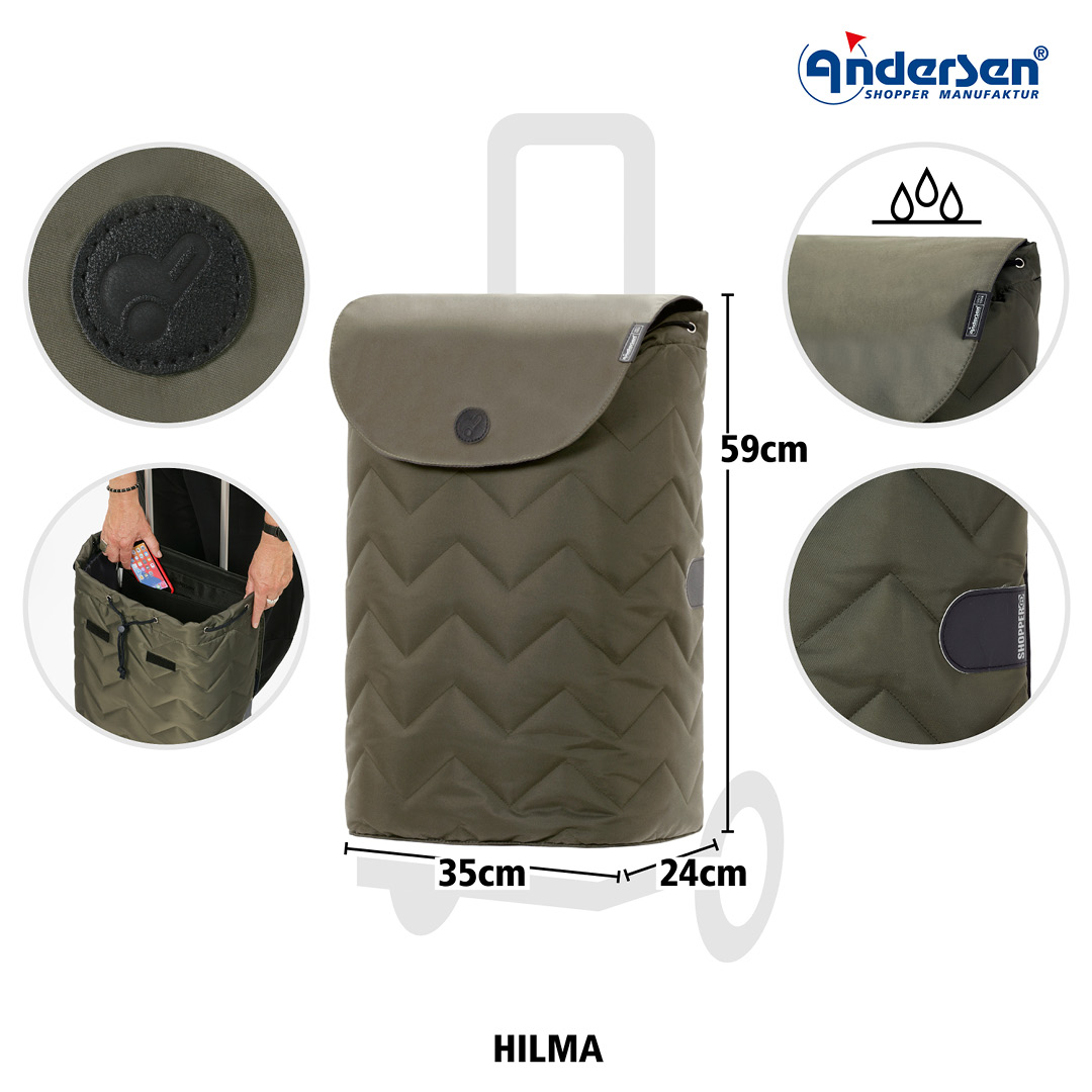 Andersen Royal Shopper Hilma Trillebag 45L, olivengrønn - Bilde 4