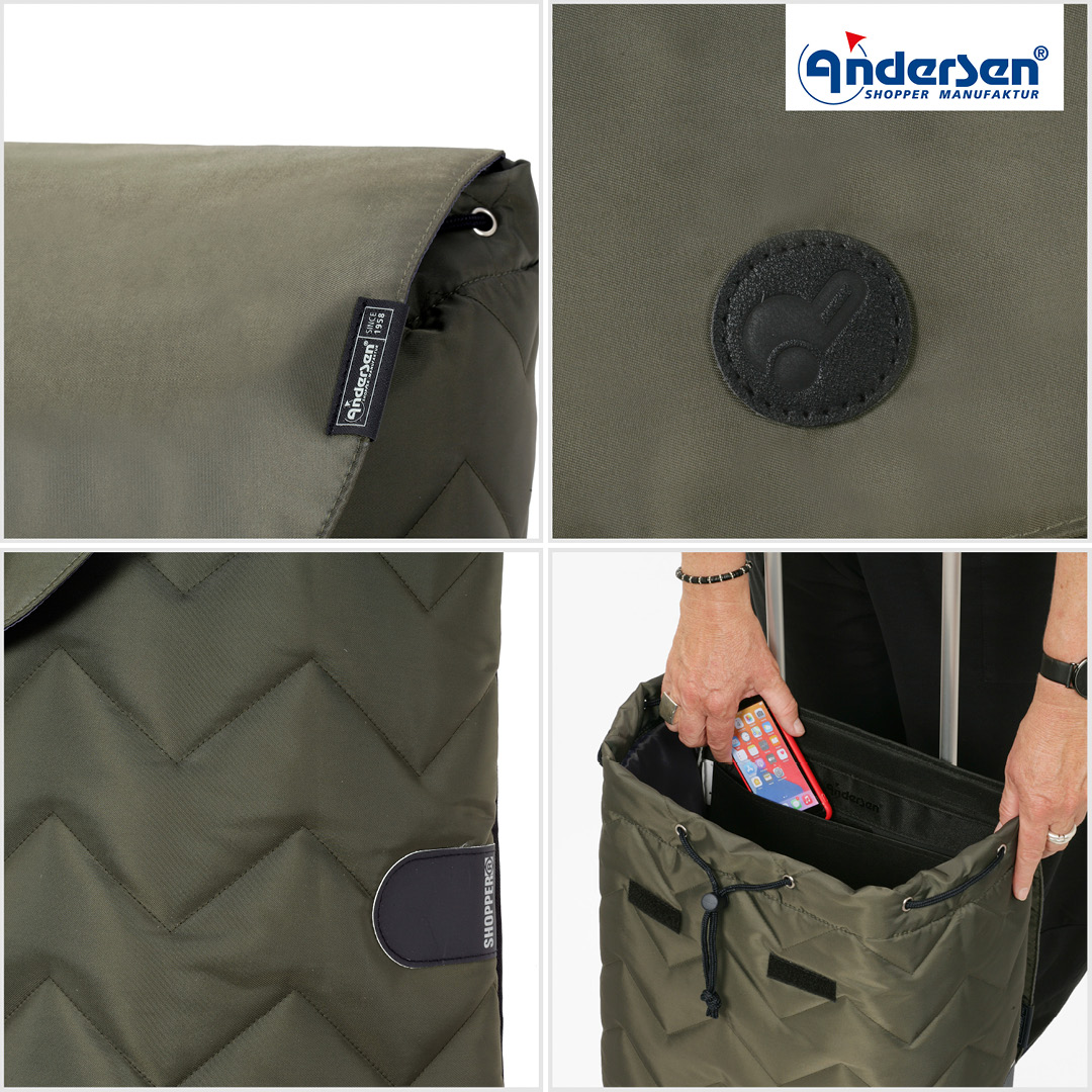 Andersen Royal Shopper Hilma Trillebag 45L, olivengrønn - Bilde 6