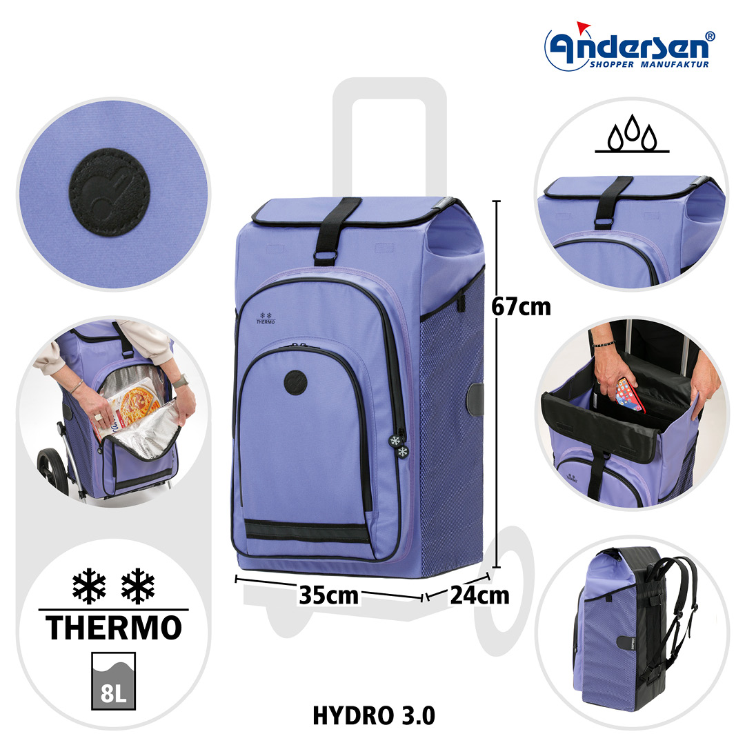 Andersen Royal Shopper Hydro 3.0 Trillebag 62L, lilla - Bilde 4