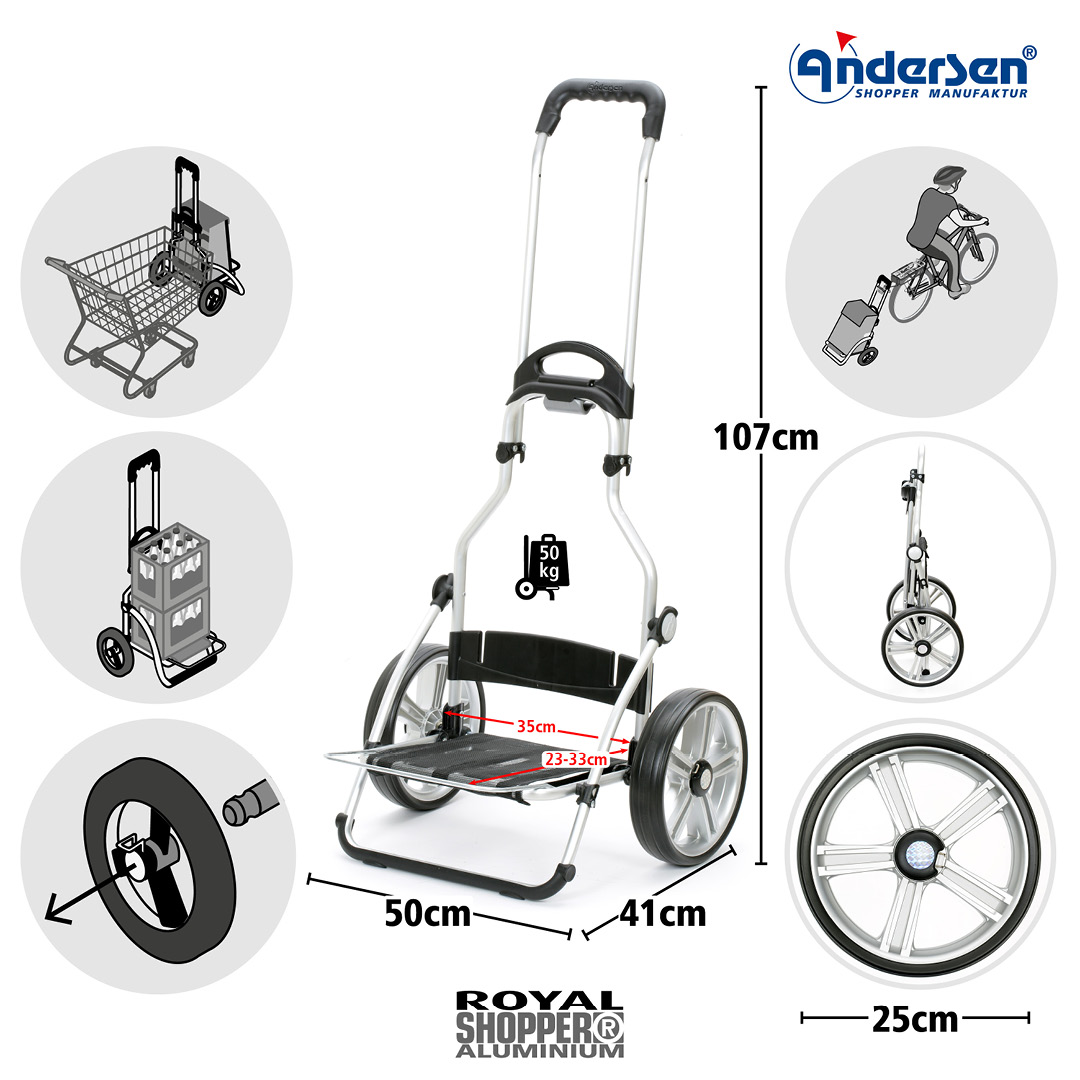Andersen Royal Shopper Hydro 3.0 Trillebag 62L, rød - Bilde 6