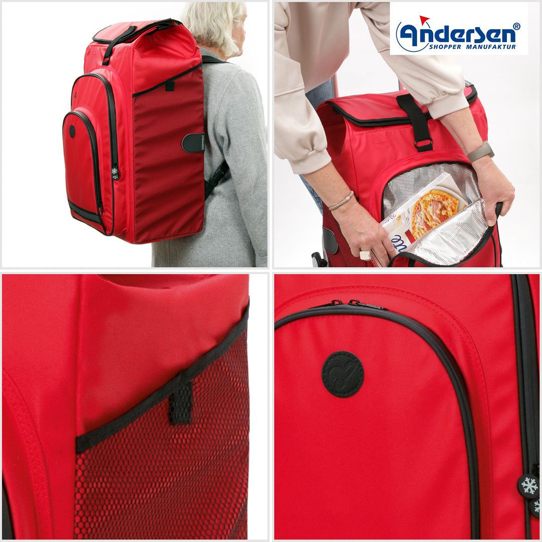 Andersen Royal Shopper Hydro 3.0 Trillebag 62L, rød - Bilde 3