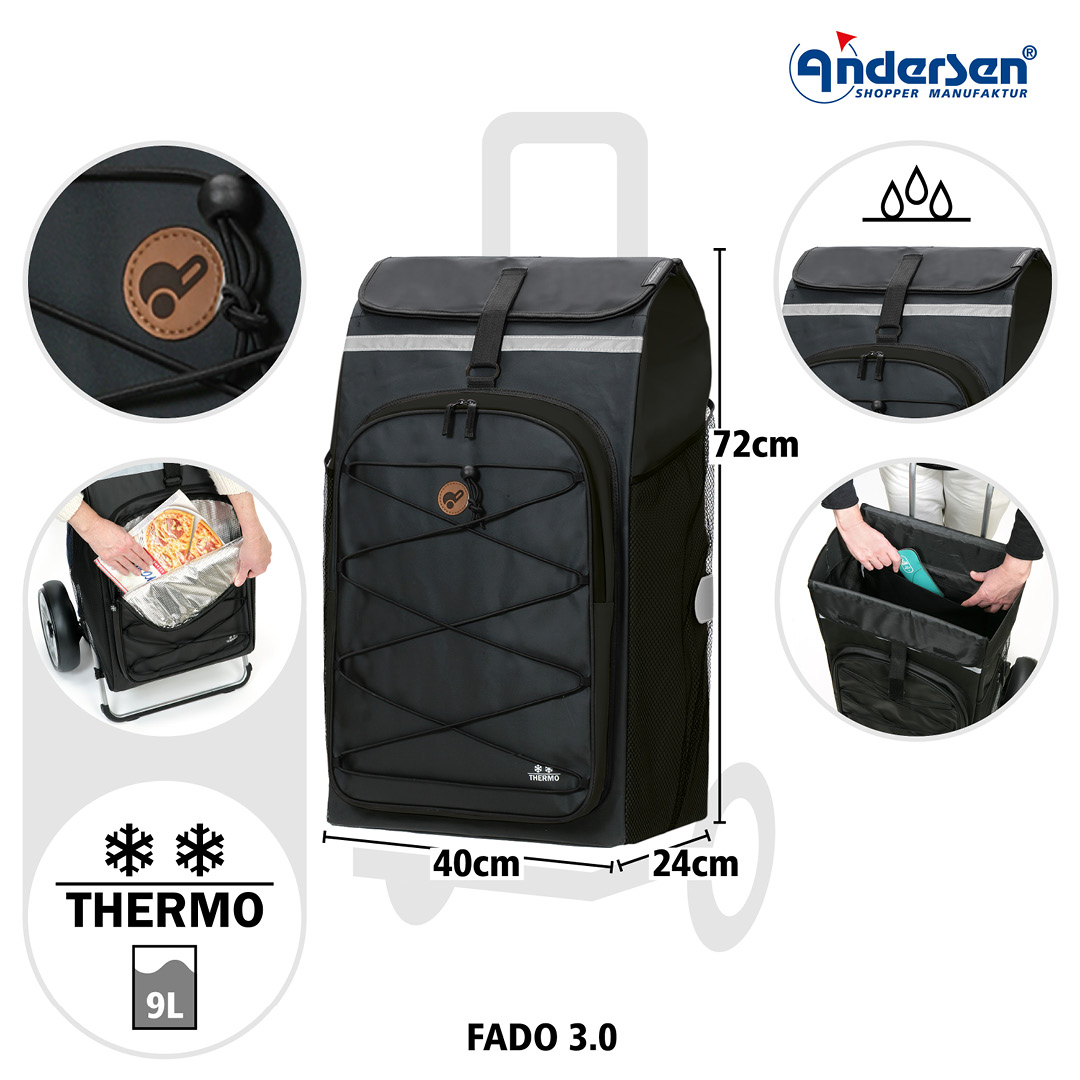 Andersen Royal Shopper Plus Fado 3.0 Trillebag 74L, svart - Bilde 4