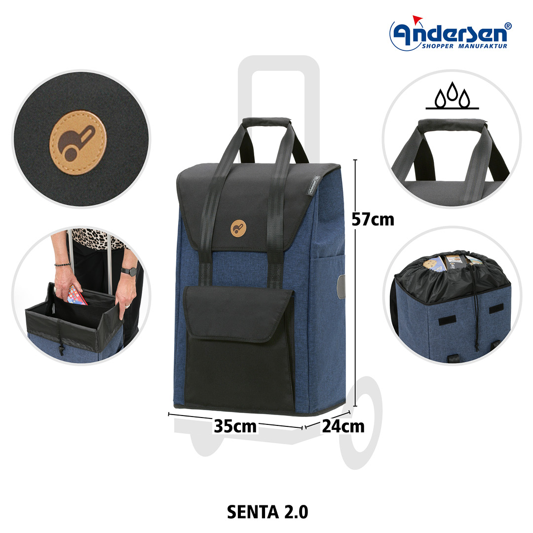 Andersen Royal Shopper Senta 2.0 Trillebag 49L, blå - Bilde 4