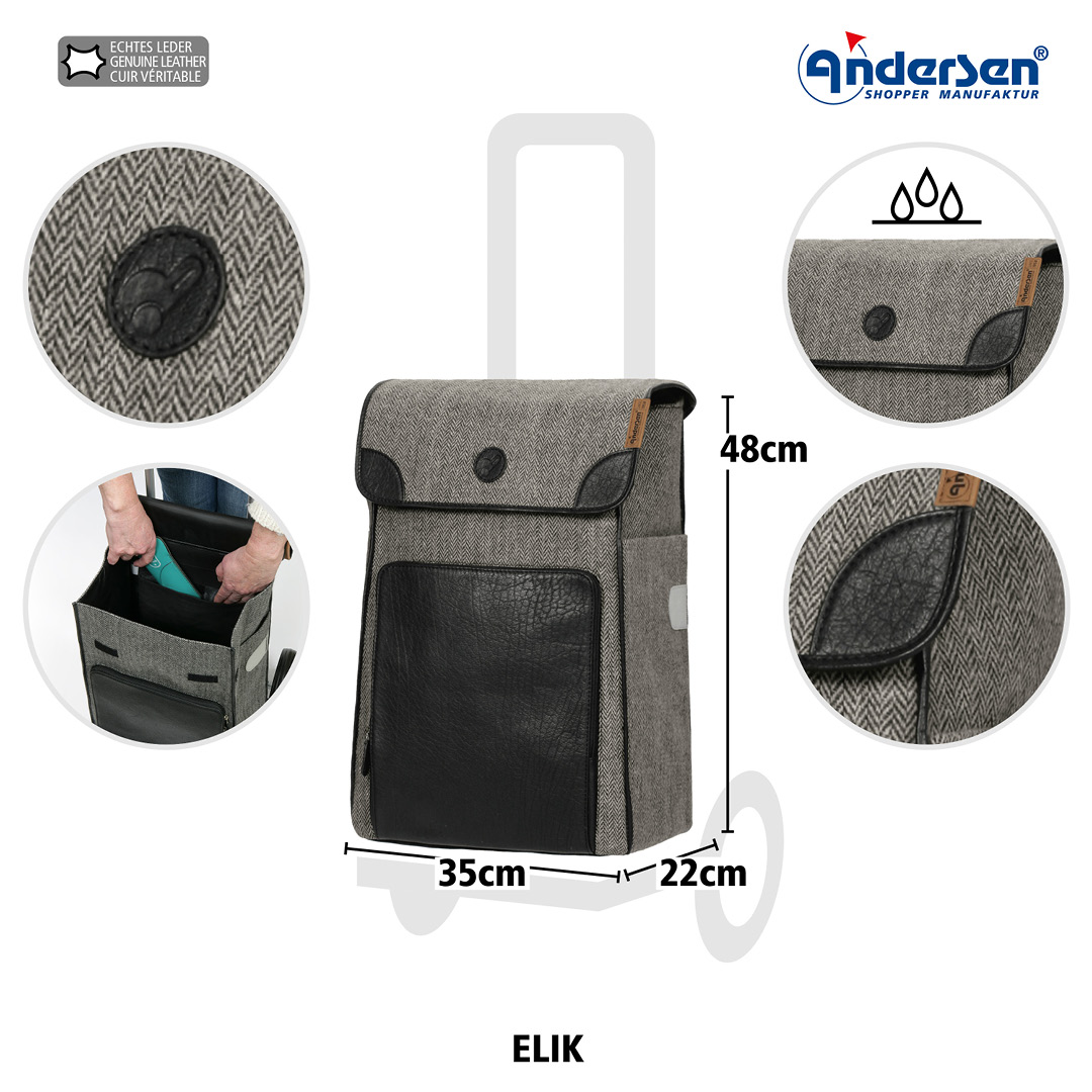 Andersen Scala Shopper Elik Trillebag 38L, grå - Bilde 4