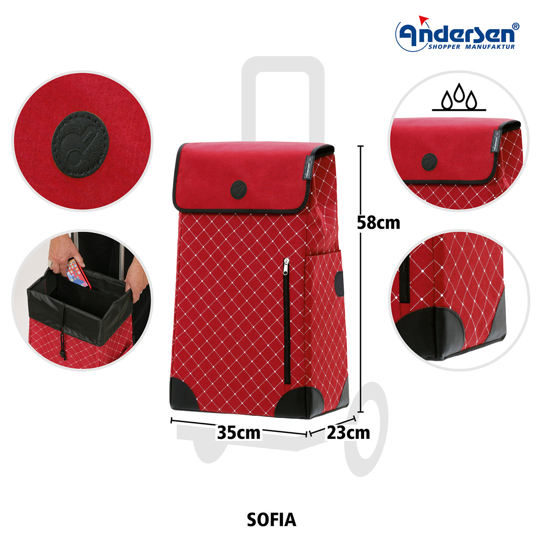 Andersen Scala Shopper Sofia Trillebag 43L, rød - Bilde 4