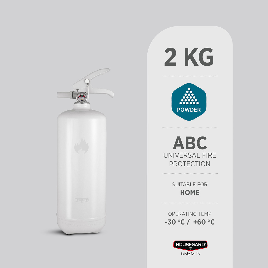 Housegard 2 kg pulverslukker, hvit - Bilde 3