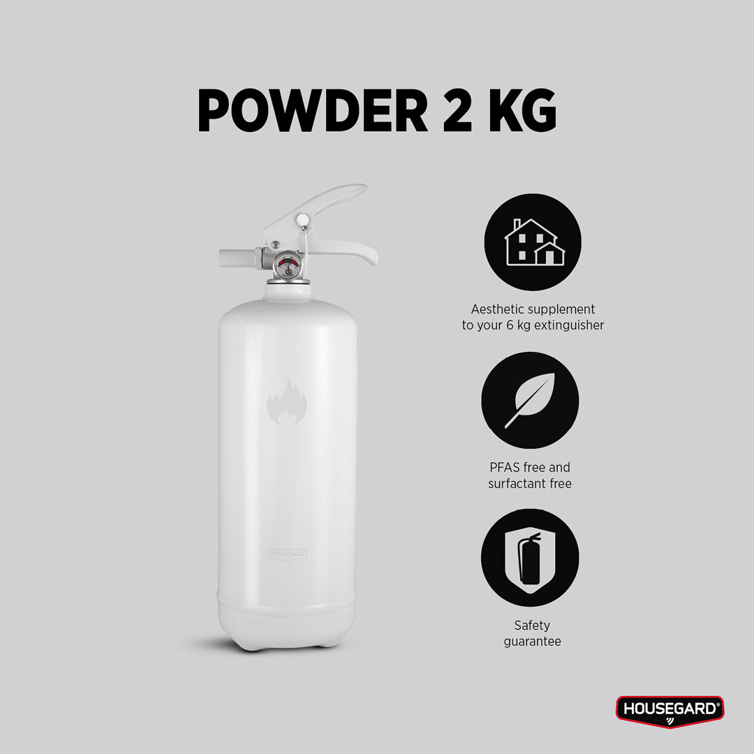 Housegard 2 kg pulverslukker, hvit - Bilde 4