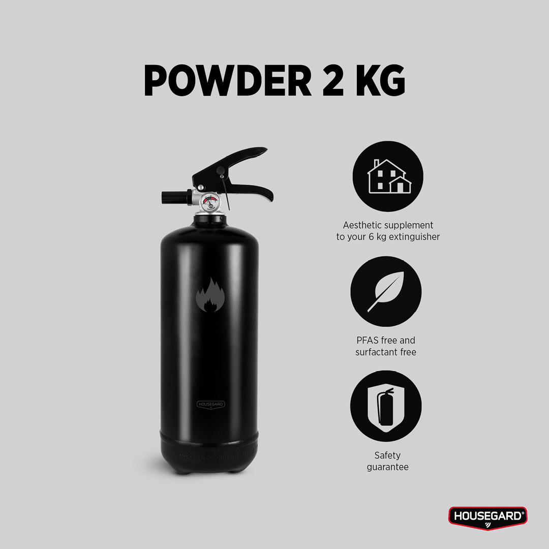 Housegard 2 kg pulverslukker, svart - Bilde 6