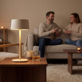 Brendz Nuna trådløs bordlampe med dimming, beige