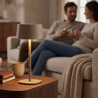 Brendz Nuna trådløs bordlampe med dimming, brun